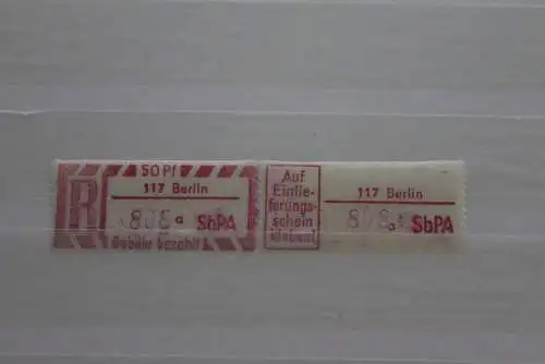 DDR 1968 SbPA Einschreibemarke Gebührenzettel 2C; a, 117 Berlin,**Z