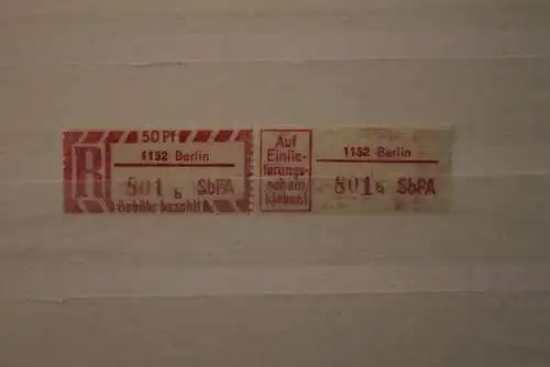 DDR 1968 SbPA Einschreibemarke Gebührenzettel 2C; b, 1152 Berlin,**Z