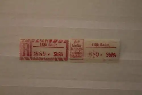 DDR 1968 SbPA Einschreibemarke Gebührenzettel 2C; a, 1152 Berlin,**Z