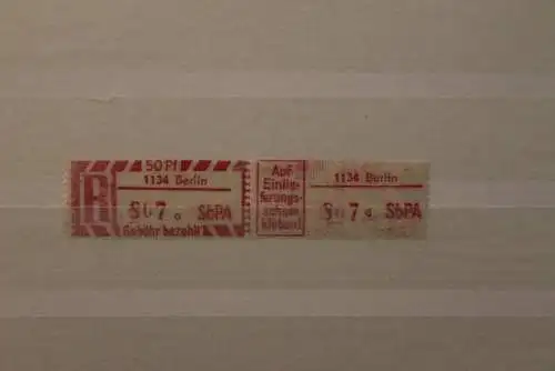 DDR 1968 SbPA Einschreibemarke Gebührenzettel 2C; a, 1134 Berlin,**Z