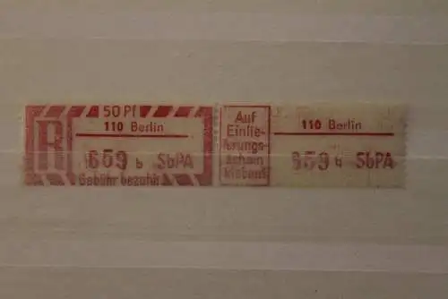 DDR 1968 SbPA Einschreibemarke Gebührenzettel 2C; b, 110 Berlin,**Z