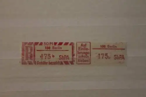 DDR 1968 SbPA Einschreibemarke Gebührenzettel 2C; b, 108 Berlin,**Z