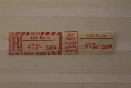 DDR 1968 SbPA Einschreibemarke Gebührenzettel 2C; b, 1057 Berlin, **Z