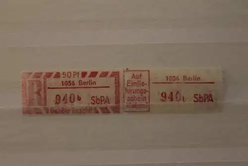 DDR 1968 SbPA Einschreibemarke Gebührenzettel  2C; b, 1056 Berlin, **Z