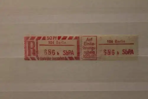 DDR 1968 SbPA Einschreibemarke Gebührenzettel 2C; b, 104 Berlin, **Z