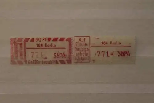 DDR 1968 SbPA Einschreibe-Gebührenzettel 1968; 2C; a, 104 Berlin, **Z