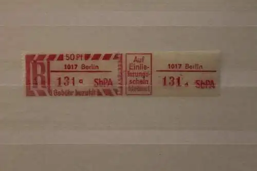 DDR 1968 SbPA - Einschreibemarke  Gebührenzettel  2C; a, 1017 Berlin, **Z