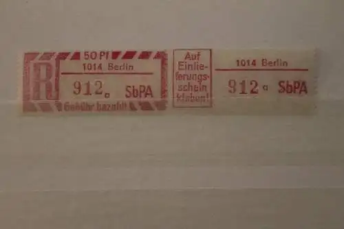 DDR 1968 SbPA - Einschreibemarke Gebührenzettel  2C; a, 1014 Berlin, **Z