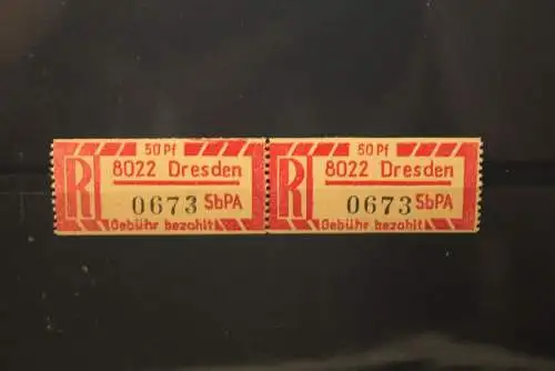 Einschreibe-Gebührenzettel Für Sb-Versuchspostämter 1967;1Cx; 8022 Dresden; **Z