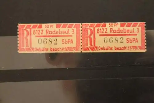 Einschreibe-Gebührenzettel Für Sb-Versuchspostämter 1967;1Ax; 8122 Radebeul 3; **Z