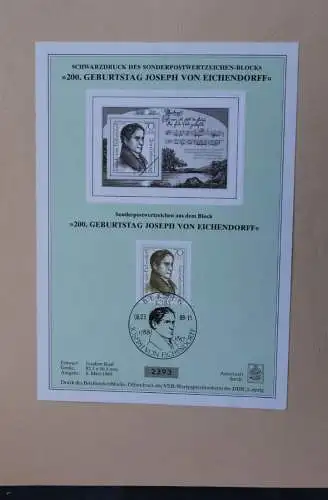 DDR 1988, Joseph von Eichendorff, MiNr Block 92, mit Schwarzdruck