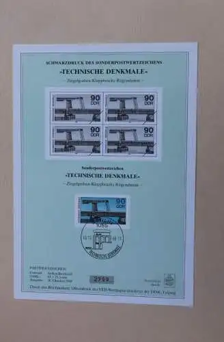 DDR 1988, "Technische Denkmale", Brücken, MiNr 3203-07 mit Schwarzdruck