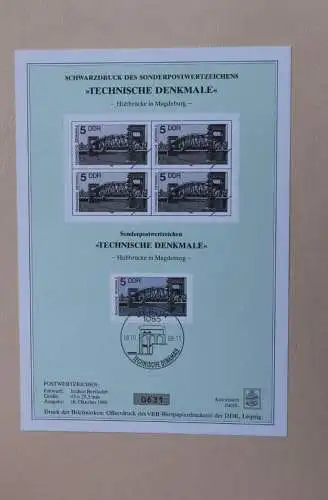DDR 1988, "Technische Denkmale", Brücken, MiNr 3203-07 mit Schwarzdruck