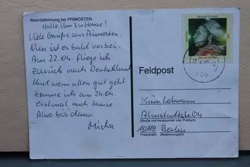 Feldpost Bundeswehr; Feldpostkarte 730 (Kroatien), IFOR,  1996, lesen