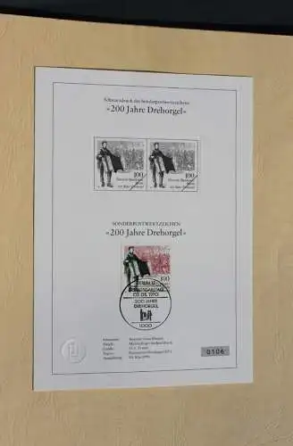 Berlin 1990; Schwarzdruck: Sehenswürdigkeiten: 200 Jahre Drehorgel, MiNr  872