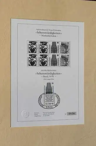 Deutschland 1989; Schwarzdruck: Sehenswürdigkeiten: Freiburger Münster, Kirche, MiNr  1340 C