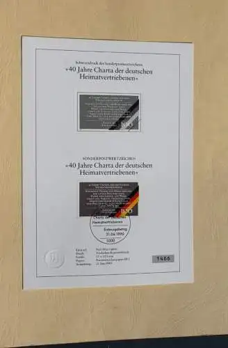 Deutschland 1990; Schwarzdruck: Charta der deutschen Heimatvertriebenen, MiNr 1470