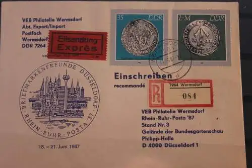 DDR; Rhein-Ruhr-Posta 87; Eilboten, Einschreiben