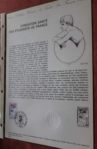 Frankreich 1975; Fondation Sante des Etudiants de France, Offizielles Ersttagsblatt, Nr  19-75