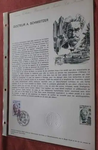 Frankreich 1975; Docteur Albert Schweitzer, Offizielles Ersttagsblatt, Nr  02-75