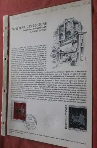 Frankreich 1974; Tapisserie des Gobelins, Offizielles Ersttagsblatt, Nr  30-74