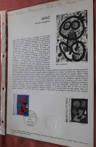 Frankreich 1974; Miro, ARPHILA 75, Offizielles Ersttagsblatt, Nr  22-74