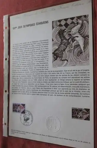 Frankreich 1974; Schacholympiade, Jeux Olympiques Echiqueens, Offizielles Ersttagsblatt, Nr  15-74