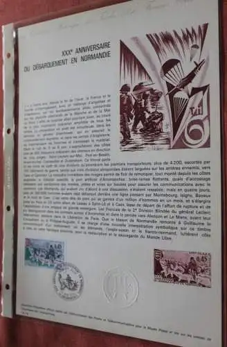 Frankreich 1974; Debarquement en Normandie, Offizielles Ersttagsblatt, Nr  14-74
