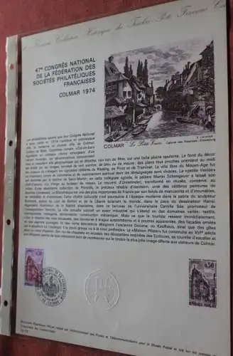 Frankreich 1974; National Congres des Societes Philateliques, Offizielles Ersttagsblatt, Nr  13-74