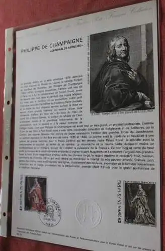 Frankreich 1974; Philippe de Champaigne, Offizielles Ersttagsblatt, Nr  05-74
