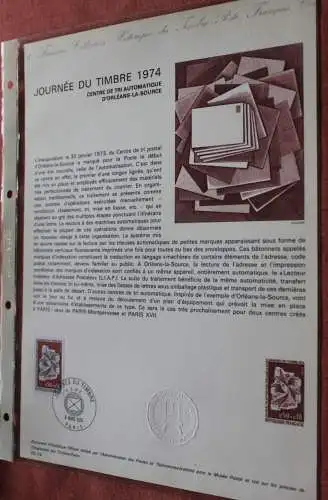 Frankreich 1974; Journee du Timbre 1974, Tag der Briefmarke 1974, Offizielles Ersttagsblatt, Nr  03-74