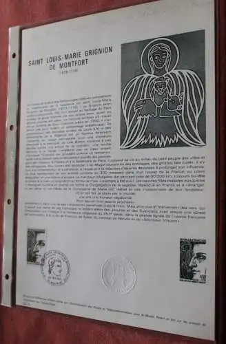 Frankreich 1974; Saint Louis-Marie Grignion de Montfort, Offizielles Ersttagsblatt, Nr  02-74