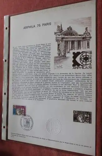 Frankreich 1974; Briefmarkenausstellung ARPHILA 75 Paris, Offizielles Ersttagsblatt, Nr  01-74