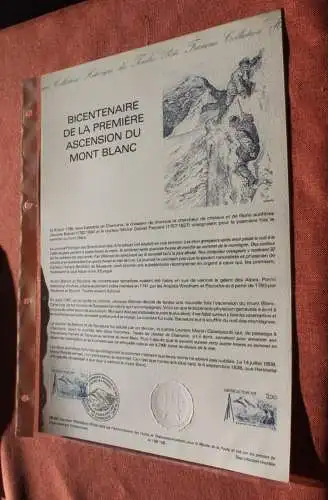 Frankreich 1986; Mont Blanc Erstbesteigung , Offizielles Ersttagsblatt, Nr  28-86