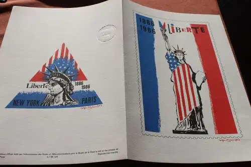 Frankreich 1986; Freiheitsstatue Liberty , Offizielles Ersttagsblatt, Nr  24-86