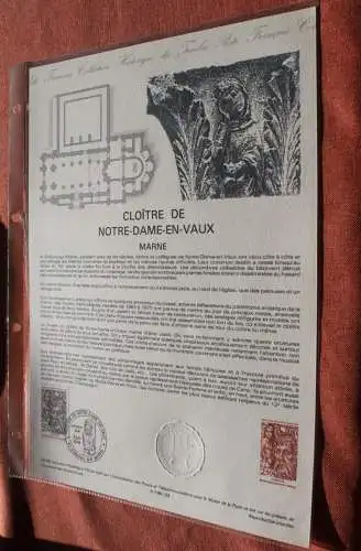 Frankreich 1986; Cloitre de Notre-Dame-en-Vaux Marne , Offizielles Ersttagsblatt, Nr  22-86
