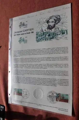 Frankreich 1984; Jacques Cartier; Offizielles Ersttagsblatt, Nr 11-84