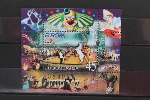 Jugoslawien, EUROPA 2002, Zirkus, Cirque, Circus, MiNr Block 53, MNH