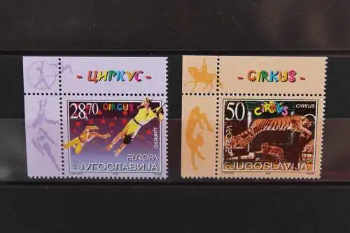 Jugoslawien, EUROPA 2002, Zirkus, Cirque, Circus, MiNr 3076-77, MNH