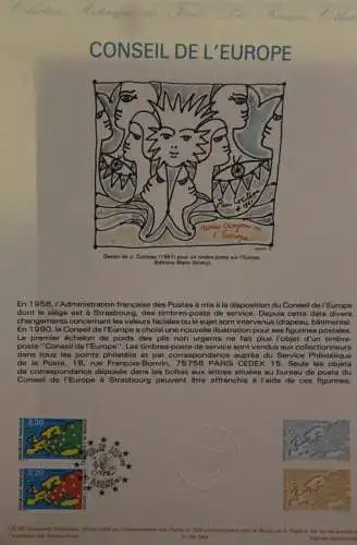 Frankreich 1990; Dienstmarken für den Europarat; Offizielles Ersttagsblatt, Document Philatelique  Officel Nr. CE-90