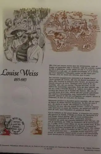 Frankreich 1993; Louise Weiss; Offizielles Ersttagsblatt, Document Philatelique  Officel; MiNr. 2956