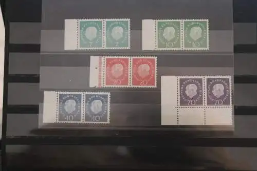 Berlin 1959, Heuss Medaillon, waagerechte Paare, Kpl. Seitenrand, MNH, MiNr 182-86