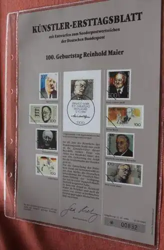 Deutschland, Künstler-Ersttagsblatt 1989: Reinhold Maier, Post, MiNr 1440