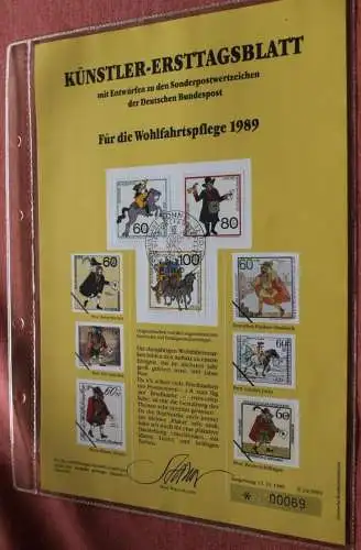 Deutschland, Künstler-Ersttagsblatt 1989: Für die Wohlfahrtspflege, Post, MiNr 1437-39