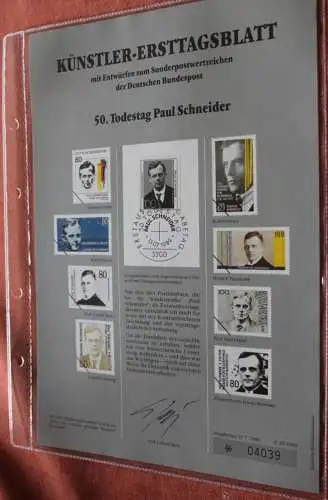 Deutschland, Künstler-Ersttagsblatt 1989: Paul Schneider, MiNr 1431