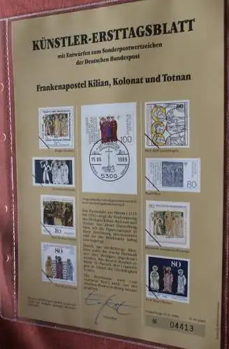 Deutschland, Künstler-Ersttagsblatt 1989: Frankenapostel Kilian, Kolonat und Totnan, MiNr 1424