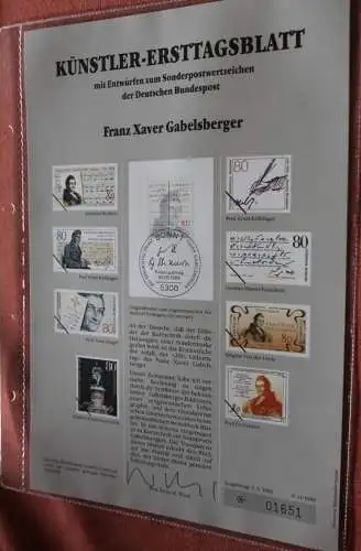 Deutschland, Künstler-Ersttagsblatt 1989: Franz Xaver Gabelsberger, MiNr 1423