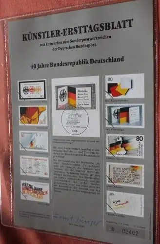 Deutschland, Künstler-Ersttagsblatt 1989: 40 Jahre Bundesrepublik Deutschland, MiNr 1421