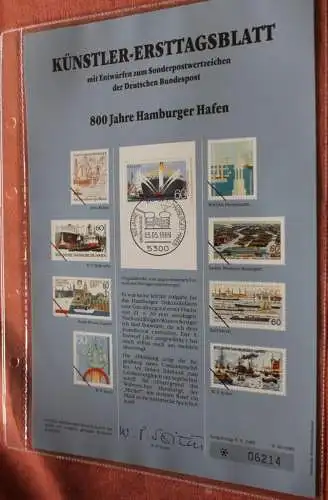 Deutschland, Künstler-Ersttagsblatt 1989: 800 Jahre Hamburger Hafen, MiNr 1419