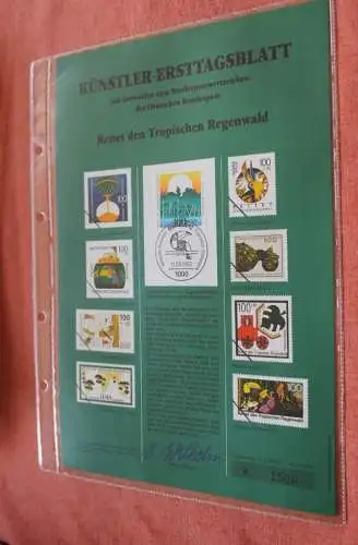Deutschland, Künstler-Ersttagsblatt 1992: Rettet den Tropischen Regenwald, MiNr 1615